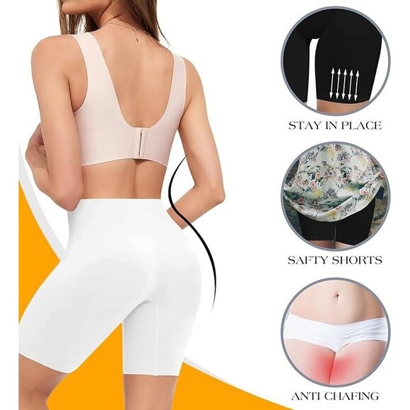 Women's 4 Pack Slip Shorts Under Dresses, Seamless Anti Chafing Cotton Short 3XL - Picture 4 of 9